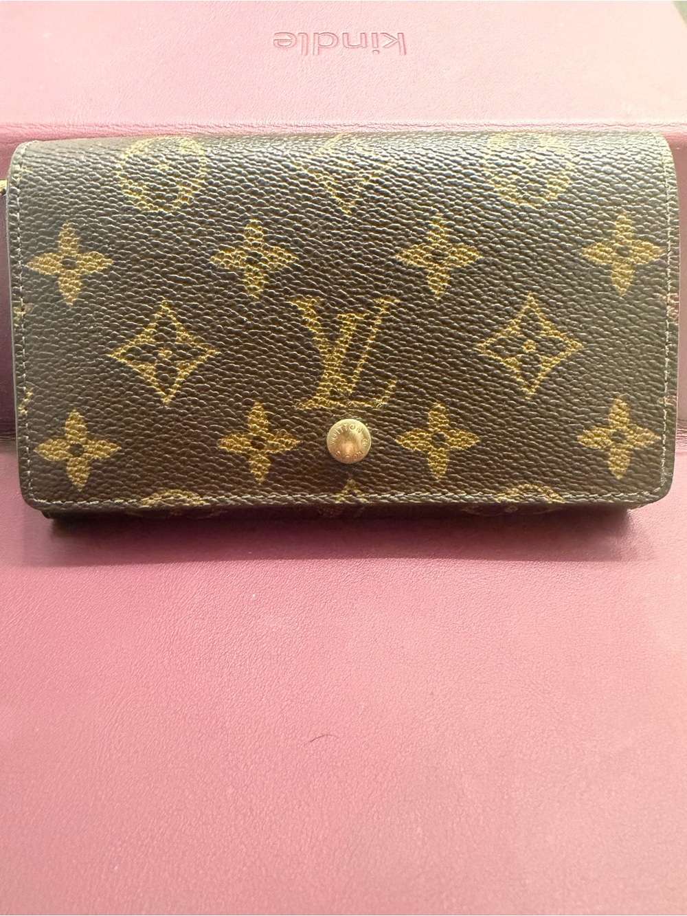 Louis Vuitton Brown Monogram Continental Wallet with Gold Snap